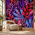 Electric Foliage, peel and stick wallpaper styled on a feature wall