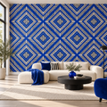 Electric Geometry, peel and stick wallpaper styled on a feature wall