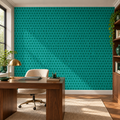 Emerald Grid, peel and stick wallpaper styled on a feature wall