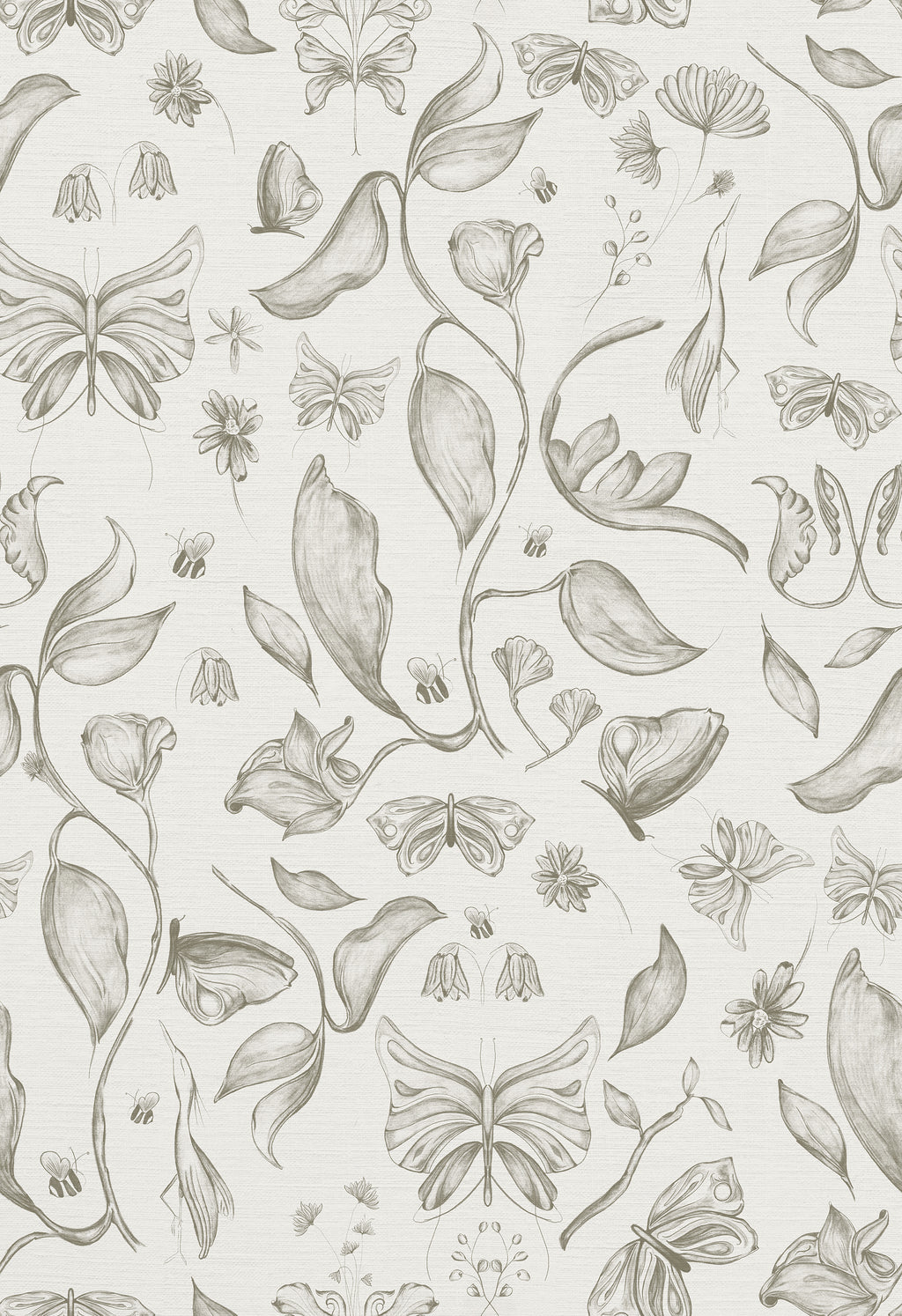 Enchanted Garden in Olive by Cat Bellini, peel and stick wallpaper