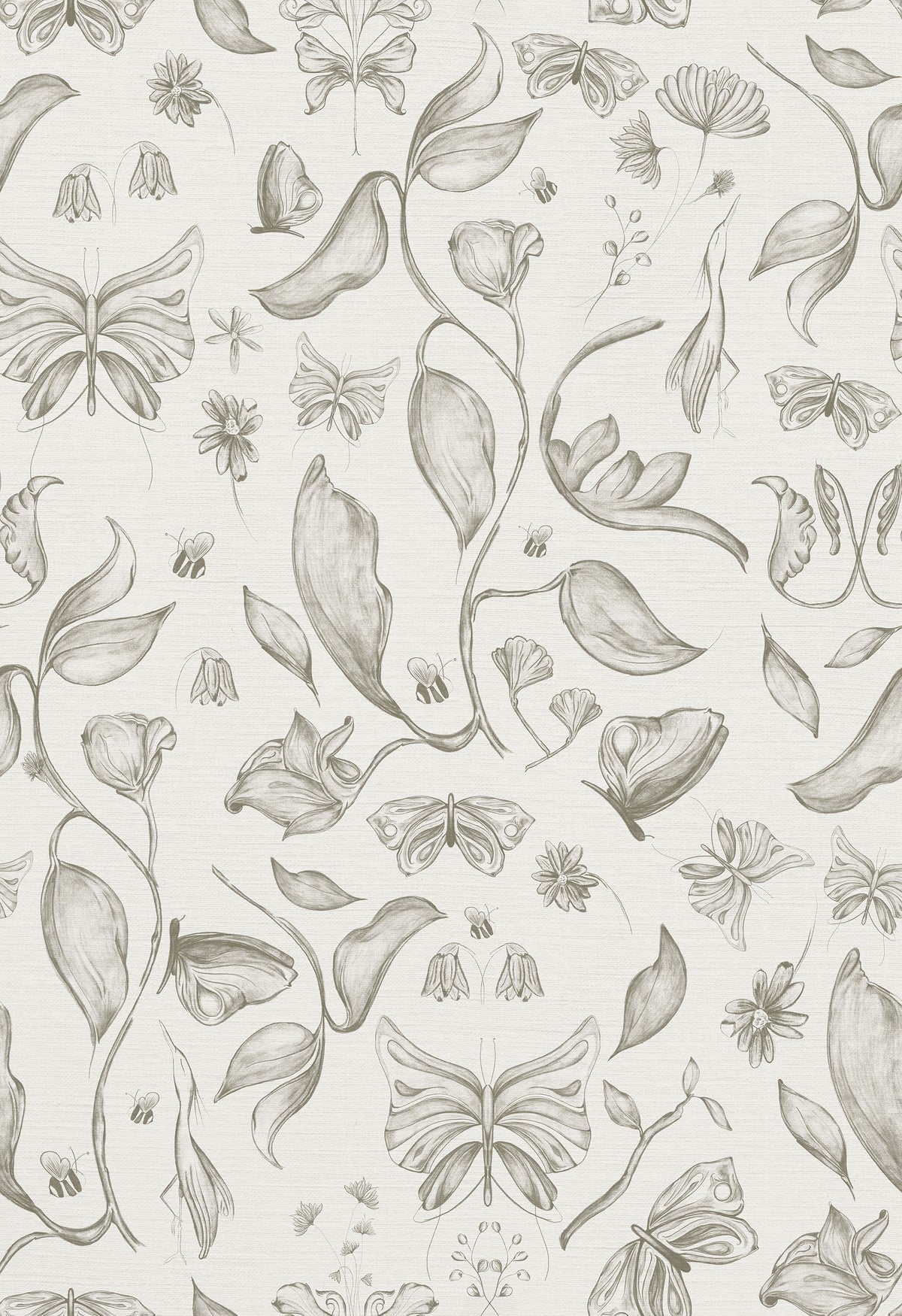 Enchanted Garden in Olive by Cat Bellini, peel and stick wallpaper