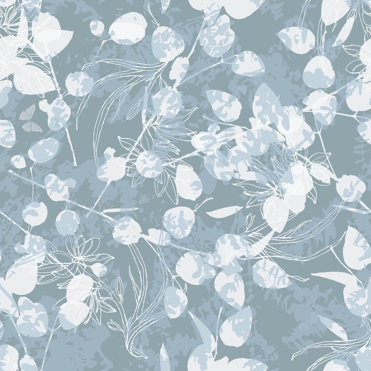 Eucalyptus Love in Light Blue by De-Anne Strange, peel and stick wallpaper