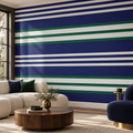 Evergreen Navy, peel and stick wallpaper styled on a feature wall