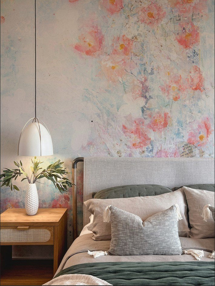 Everlasting Love mural by De-Anne Strange, peel and stick wallpaper styled in a room