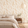 Falling Leaves in Antique Cream by Cat Bellini, peel and stick wallpaper styled on a feature wall