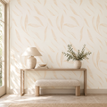 Falling Leaves in Neutral by Cat Bellini, peel and stick wallpaper styled on a feature wall