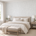 Feather Whisper, peel and stick wallpaper styled on a feature wall