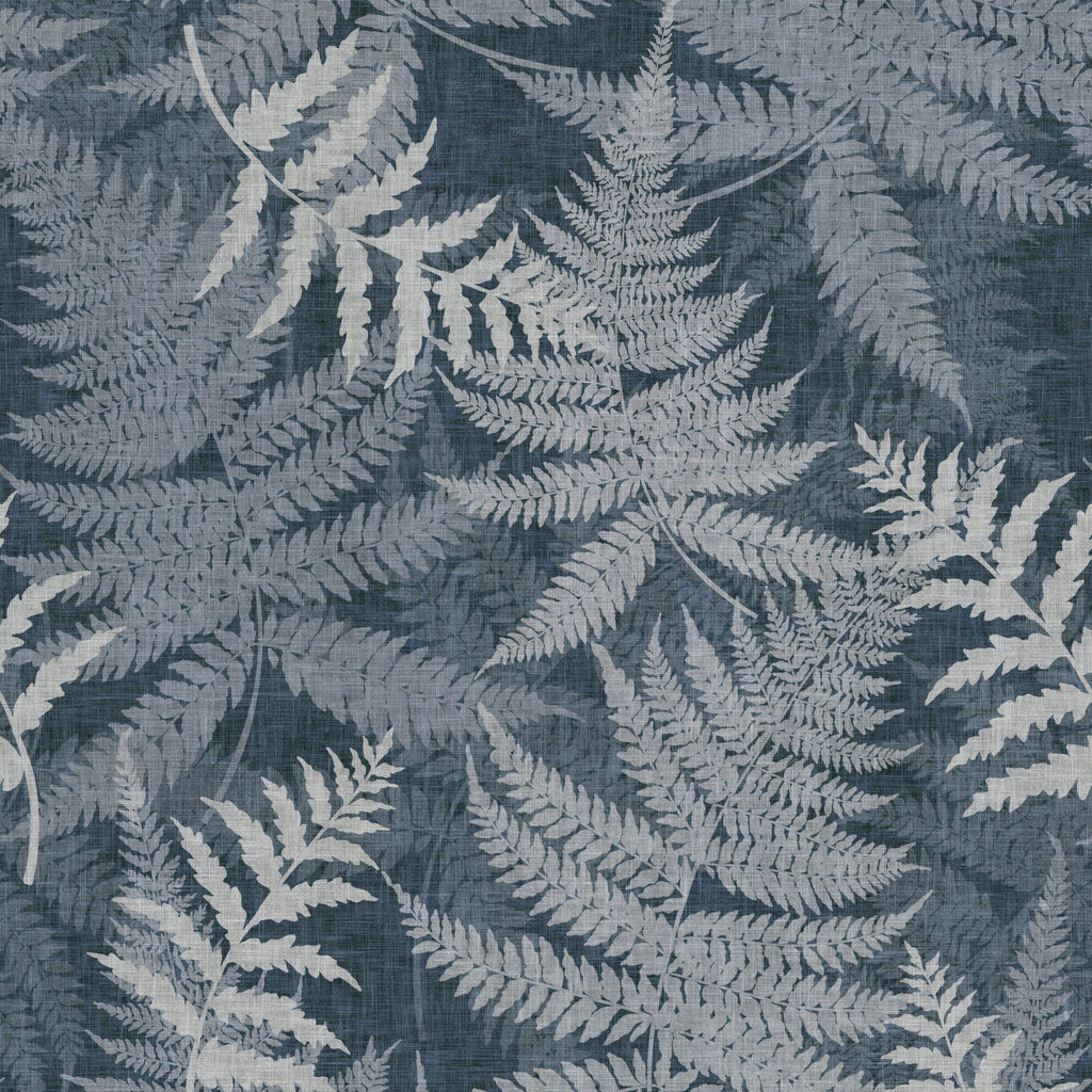 Fern Botanical in Dark Denim Blue by Sarah Thorpe, peel and stick wallpaper