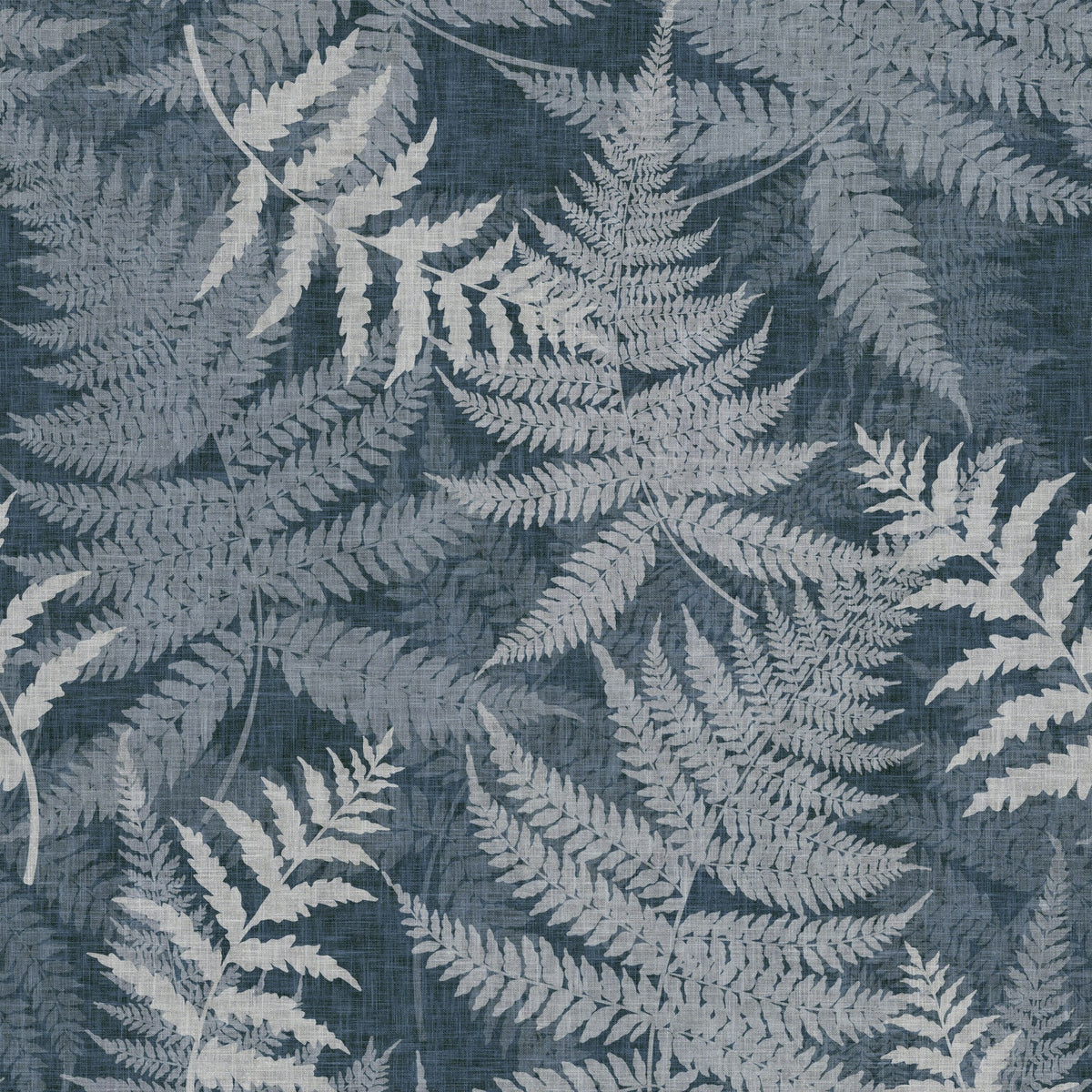 Fern Botanical in Dark Denim Blue by Sarah Thorpe, peel and stick wallpaper