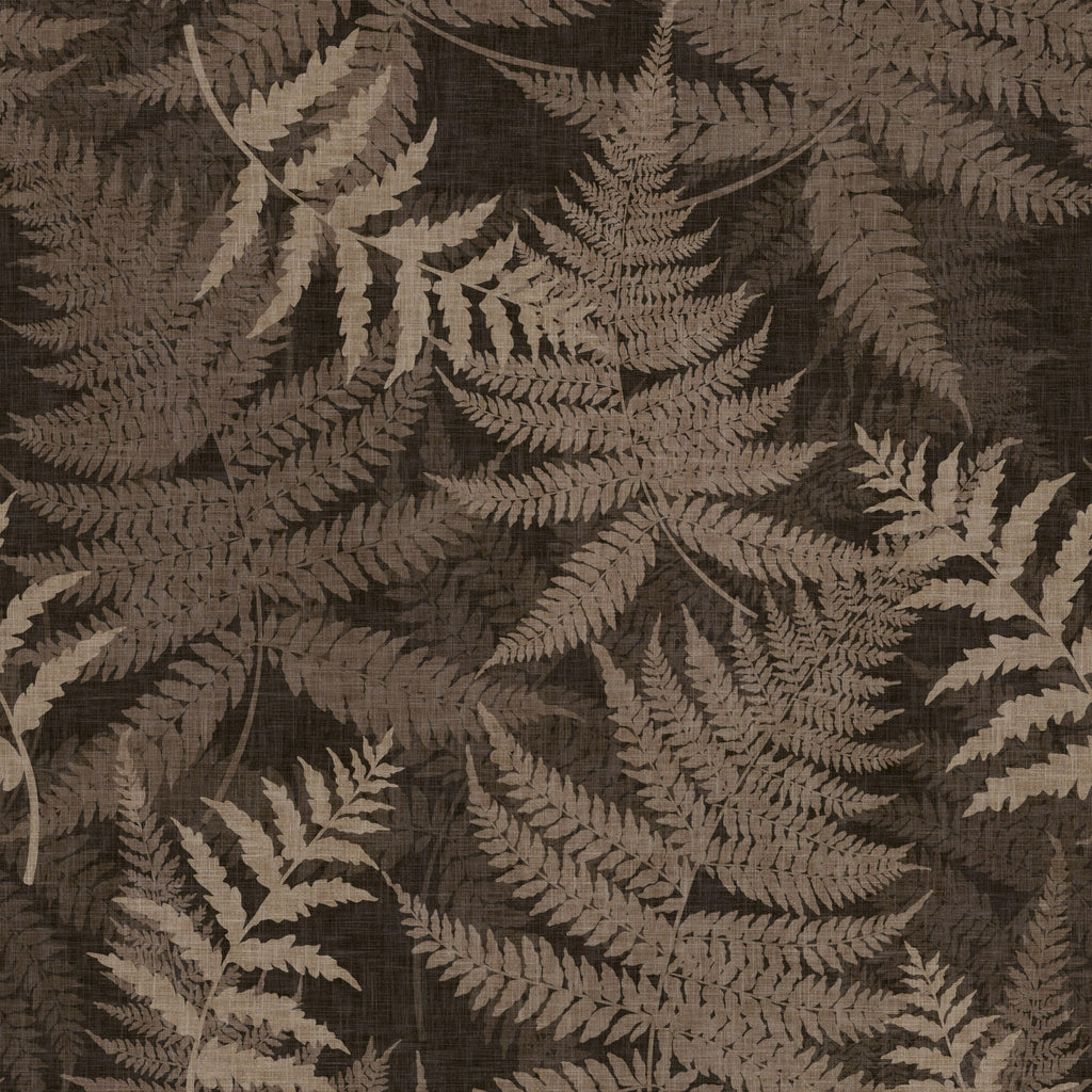 Fern Botanical in Deep Brown by Sarah Thorpe, peel and stick wallpaper