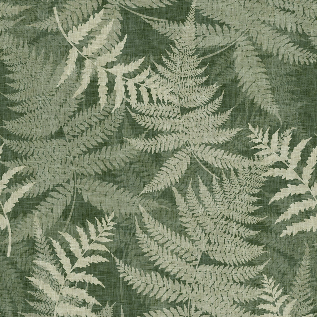 Fern Botanical in Forest Green by Sarah Thorpe, peel and stick wallpaper