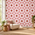 Floral Mosaic, peel and stick wallpaper styled on a feature wall