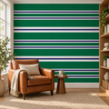 Forest Bands, peel and stick wallpaper styled on a feature wall
