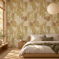 Garden Fern in Latte by Trudy Rice, peel and stick wallpaper styled on a feature wall