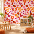 Garden Joy peel and stick wallpaper styled on a feature wall