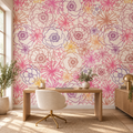 Garden Sketch, peel and stick wallpaper styled on a feature wall