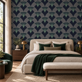 Emerald Arches peel and stick wallpaper styled on a feature wall