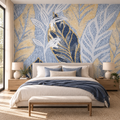 Gilded Leaves, peel and stick wallpaper styled on a feature wall
