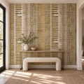 Gilded Strata, peel and stick wallpaper styled on a feature wall