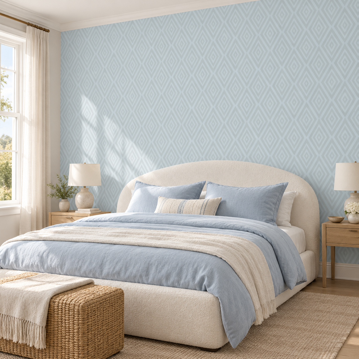 Glacier Diamonds, peel and stick wallpaper styled on a feature wall