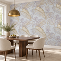 Gilded Ferns, peel and stick wallpaper styled on a feature wall
