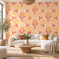 Golden Protea, peel and stick wallpaper styled on a feature wall