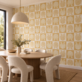 Golden Scallops, peel and stick wallpaper styled on a feature wall