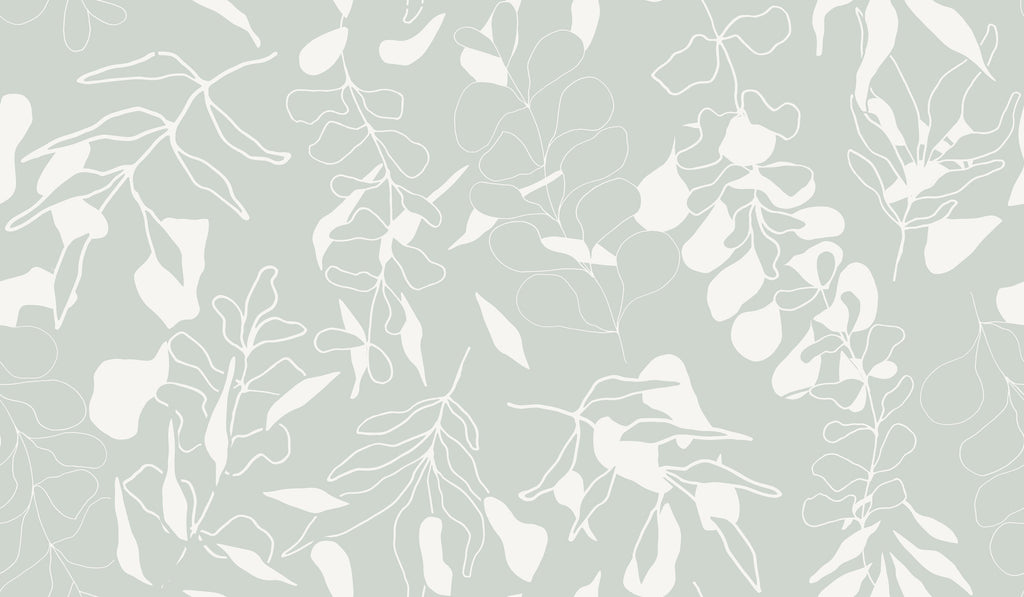 Gum Leaves in Mint by De-Anne Strange, peel and stick wallpaper
