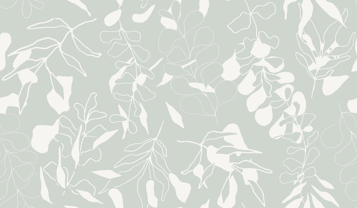 Gum Leaves in Mint by De-Anne Strange, peel and stick wallpaper