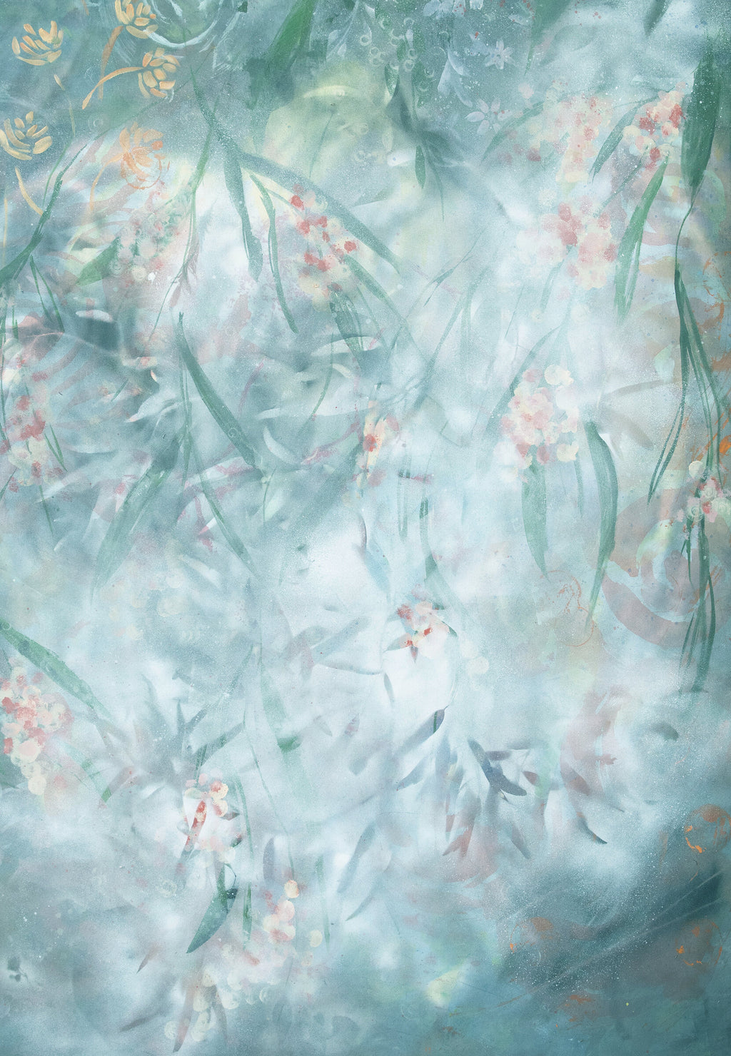 Gumtrees Mural – Aqua by De-Anne Strange, wallpaper mural