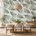 Herbal Sprigs, peel and stick wallpaper styled on a feature wall