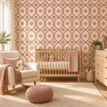 Honey Blush peel and stick wallpaper styled on a feature wall