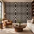 Ikat Diamond, peel and stick wallpaper styled on a feature wall
