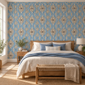 Ikat Weave, peel and stick wallpaper styled on a feature wall