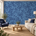 Indigo Drift, peel and stick wallpaper styled on a feature wall
