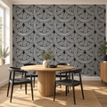 Interlock Arches, peel and stick wallpaper styled on a feature wall