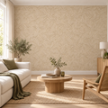 Ivory Leaf, peel and stick wallpaper styled on a feature wall