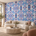 Jellyfish Bloom, peel and stick wallpaper styled on a feature wall