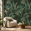 Jungle Layers, peel and stick wallpaper styled on a feature wall