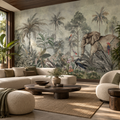 Jungle Majesty, peel and stick wallpaper styled on a feature wall