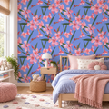 Blossom Breeze peel and stick wallpaper styled on a feature wall