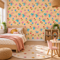 Butterfly Garden peel and stick wallpaper styled on a feature wall