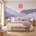 Blush Passage peel and stick wallpaper mural styled on a feature wall