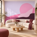 Blush Terrain peel and stick wallpaper mural styled on a feature wall