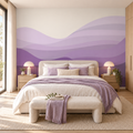 Lavender Drift peel and stick wallpaper mural styled on a feature wall