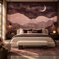 Midnight Blush peel and stick wallpaper mural styled on a feature wall