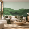 Verdant Layers peel and stick wallpaper mural styled on a feature wall