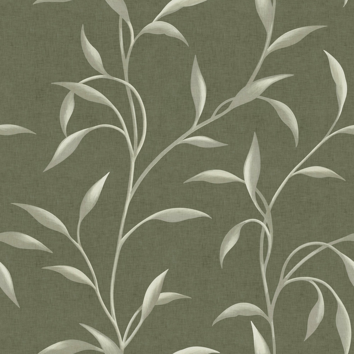 Leafy Vine in Dark Olive Green by Sarah Thorpe, peel and stick wallpaper