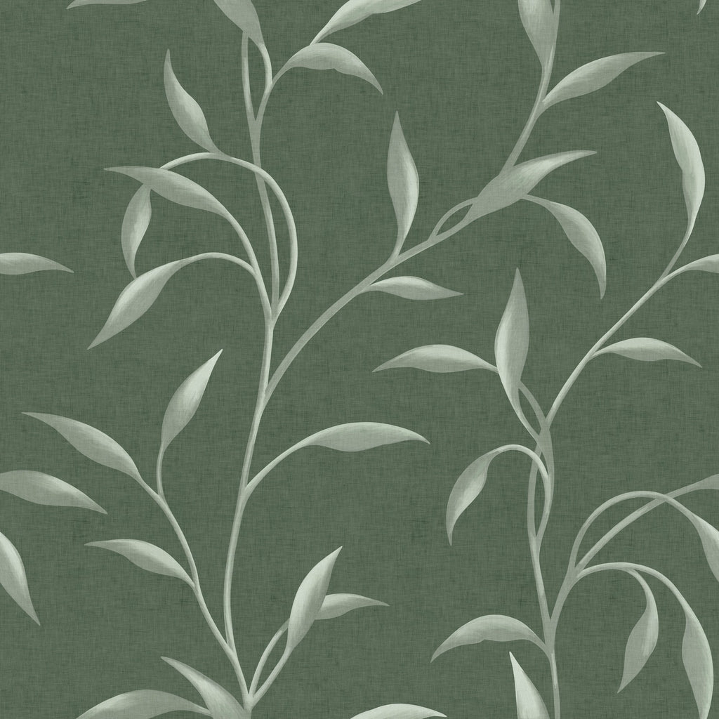 Leafy Vine in Dark Sage Green by Sarah Thorpe, peel and stick wallpaper