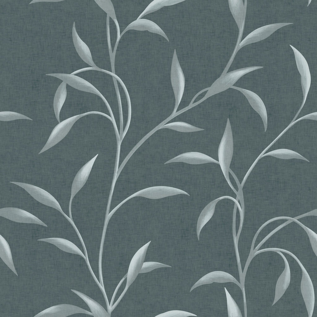 Leafy Vine in Steel Grey by Sarah Thorpe, peel and stick wallpaper